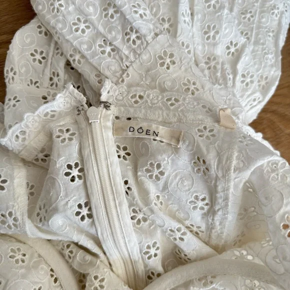 DOÊN Melaine Cotton Eyelet Dress in Salt - Small - Picture 8 of 9